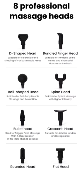 Massasjeapparat / massasjepistol – 8 Hoder, Oppladbart, Stillegående og Kraftig