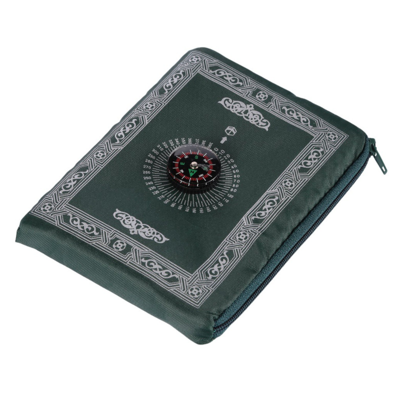 Reisebønneteppe med kompass – vanntett polyester - Grønn